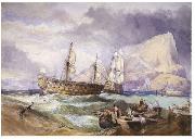 H.M.S 'Victory' towed into Gibraltar,, Clarkson Frederick Stanfield